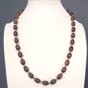 Vintage semi-transparent root beer/amber beaded necklace
